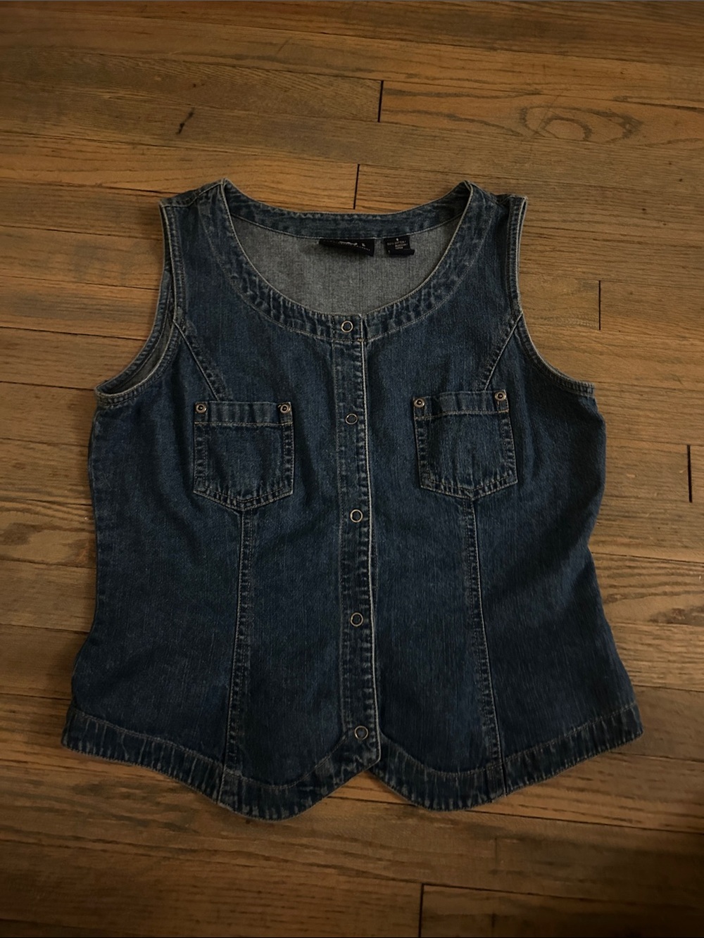 Liz Claiborne Dark Blue Denim Snap-Front Tank